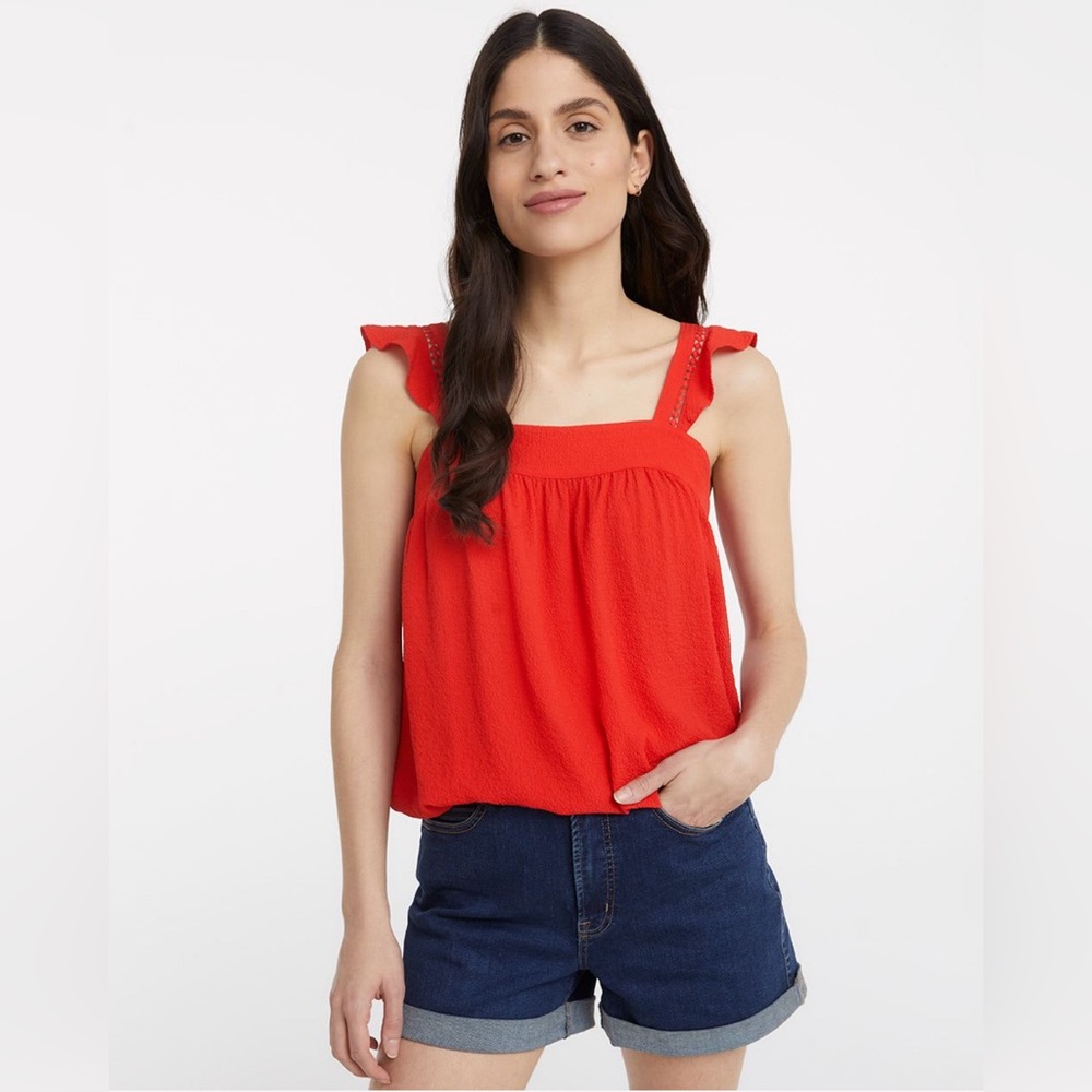 2 for 20 Reitmans Ruffled Straps Top with Back Bow size M NWT